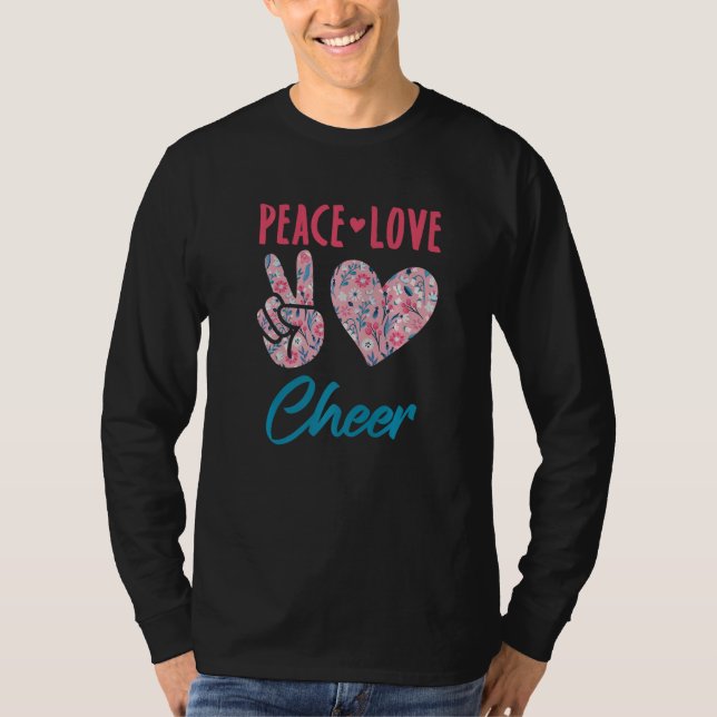 Peace Love Cheer Cute Cheerleading Cheerleader Coa T-Shirt (Front)