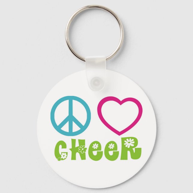 Peace Love Cheer Keychain (Front)