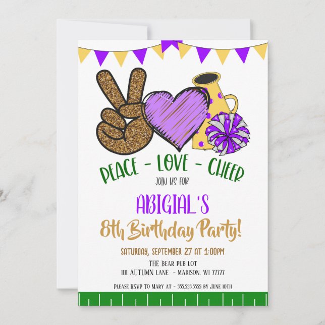  Peace Love Cheer Party Invitation (Front)