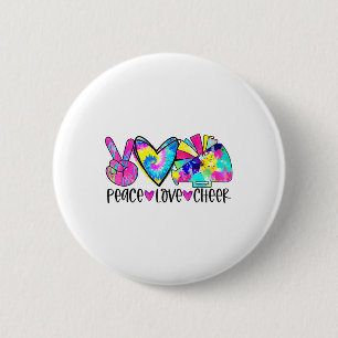 Peace Love Cheer Shirt Tie Dye Cheerleading Cheerl Button