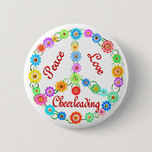 Peace Love Cheerleading Button