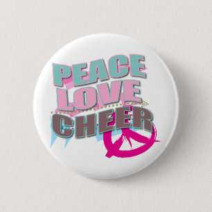Peace, Love, Cheerleading Gifts Button