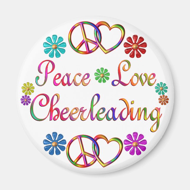 PEACE LOVE CHEERLEADING MAGNET (Front)