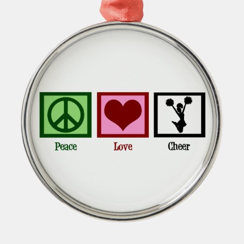 Peace Love Cheerleading Metal Ornament