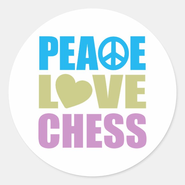 Peace Love Chess Classic Round Sticker (Front)