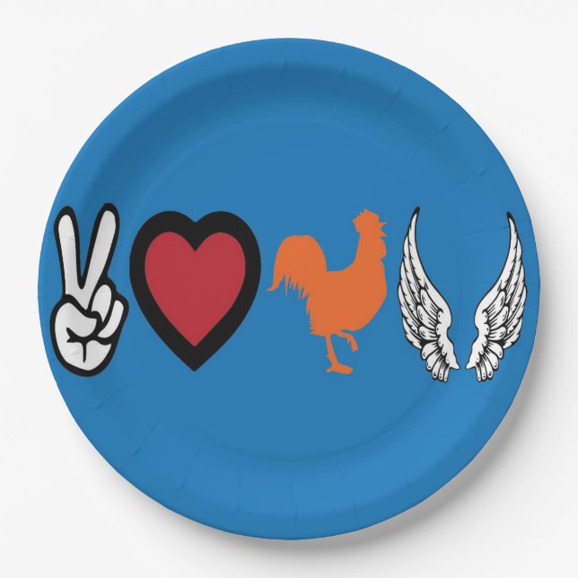 Peace Love Chicken Wings Paper Plates (Front)