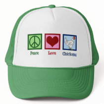 Peace Love Chickens Trucker Hat