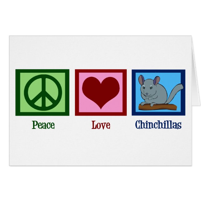 Peace Love Chinchillas Card (Front Horizontal)