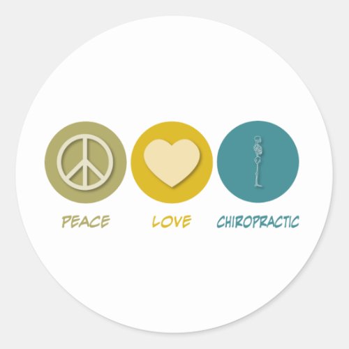 Peace Love Chiropractic Classic Round Sticker
