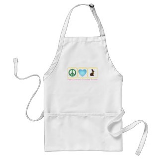 Peace Love Chocolate Bunnies Adult Apron