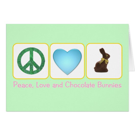 Peace Love Chocolate Bunnies Cards (Front Horizontal)