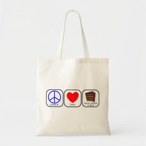 Peace Love  Chocolate Cake Tote Bag