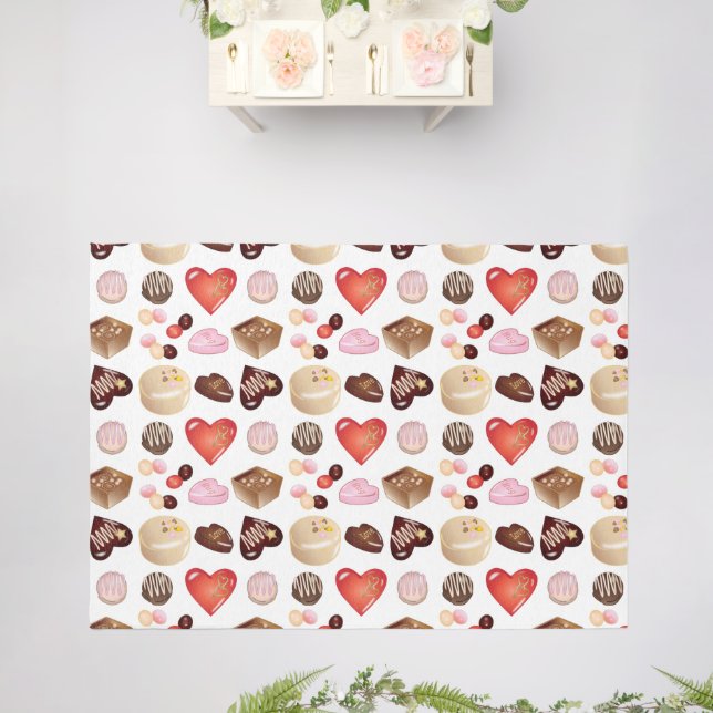 Peace Love Chocolate Candy Heart Food Pattern Rug (Insitu (Wedding))