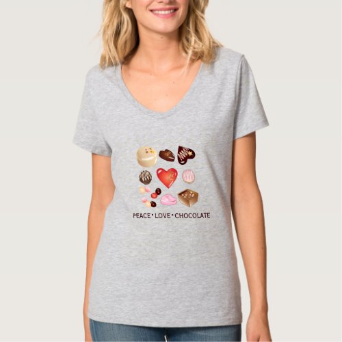 Peace Love Chocolate Candy Heart T_Shirt