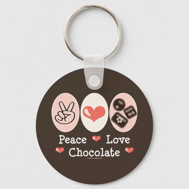 Peace Love Chocolate Key Chain (Front)