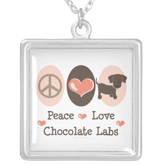 Peace Love Chocolate Labs Necklace (Front)