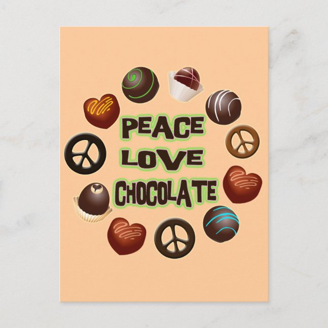 PEACE LOVE CHOCOLATE POSTCARD (Front)