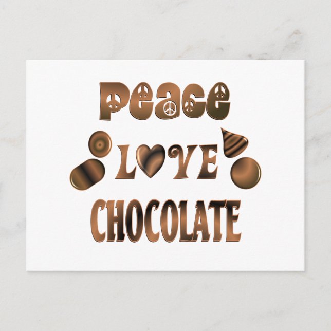 Peace Love Chocolate Postcard (Front)
