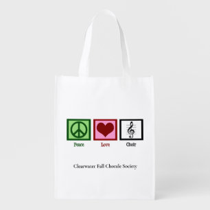 Peace Love Choir Custom Chorale Group Singer Grocery Bag