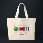 Peace Love Choir Custom Cute Large Tote Bag<br><div class="desc">Beautiful personalized choir bags with the name of your chorale and your own name. A pretty Christmas gift for a singer. I would buy it for a soprano,  alto,  tenor bass,  or choir director.</div>