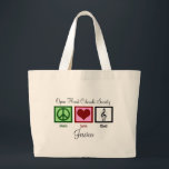 Peace Love Choir Custom Cute Large Tote Bag<br><div class="desc">Beautiful personalized choir bags with the name of your chorale and your own name. A pretty Christmas gift for a singer. I would buy it for a soprano,  alto,  tenor bass,  or choir director.</div>