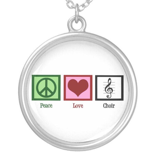 Peace Love Choir Silver Plated Necklace (Front)