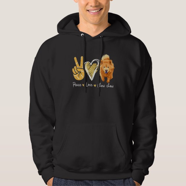 Peace Love Chow Chow Dog Hoodie (Front)