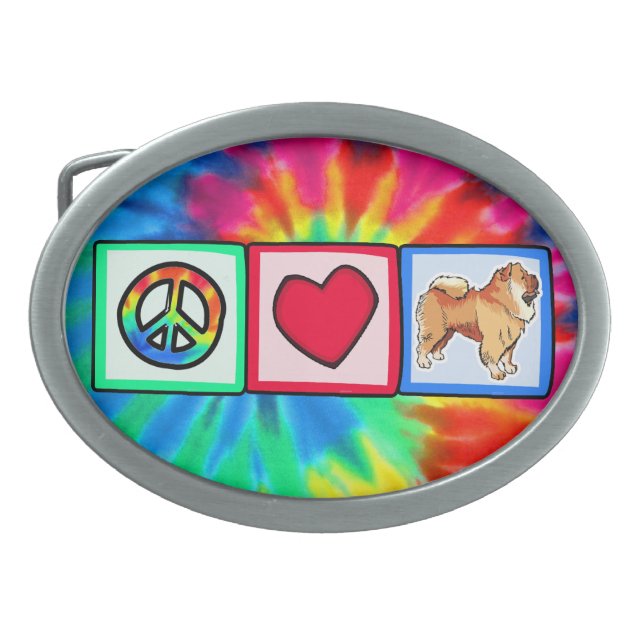Peace, Love, Chow Chows Oval Belt Buckle (Front)