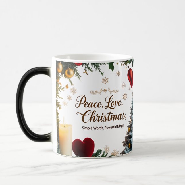 Peace Love Christmas Color Morphing Mug  (Left)