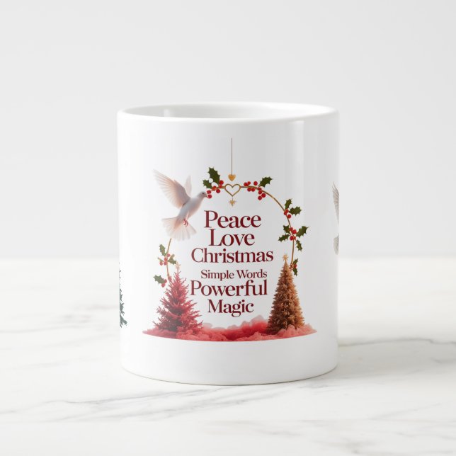 Peace Love Christmas Dove Mug – Specialty Jumbo  (Front)