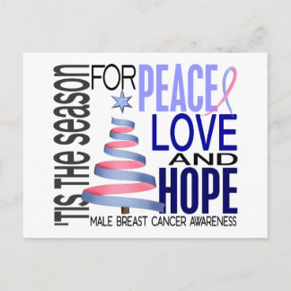Peace Love Christmas Holiday Male Breast Cancer