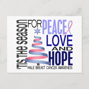 Peace Love Christmas Holiday Male Breast Cancer Postcard