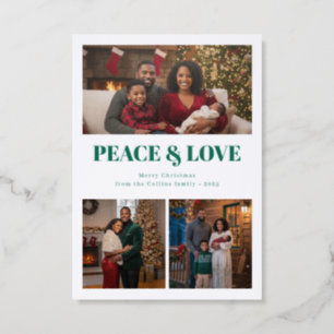 Peace & Love Christmas Letterpress Photo Cards