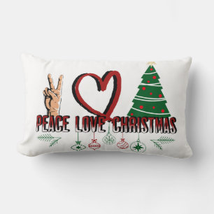 Peace Love Christmas Lumbar Pillow