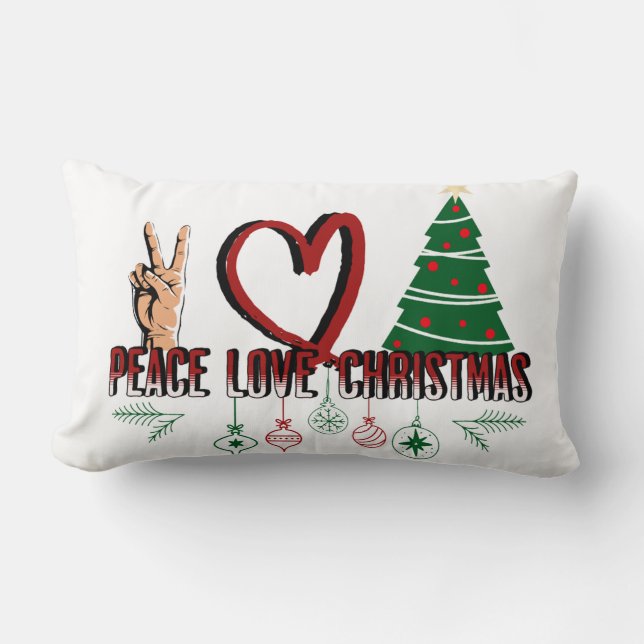 Peace Love Christmas Lumbar Pillow (Front)