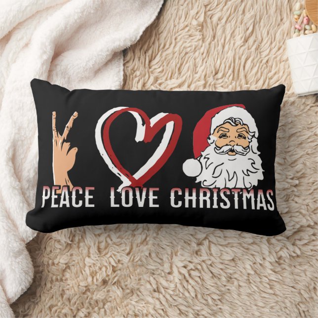 Peace Love Christmas Lumbar Pillow (Blanket)