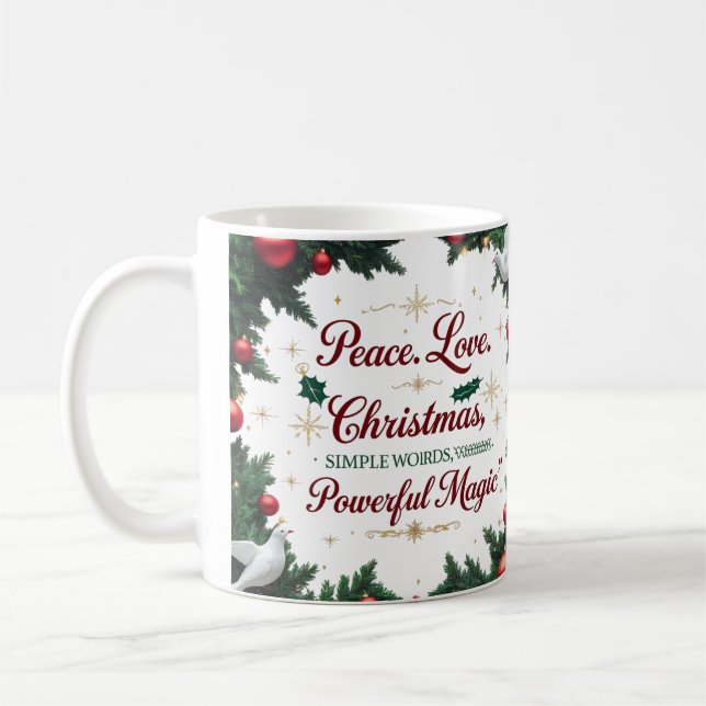 Peace Love Christmas Two-Tone Mug  (Left)