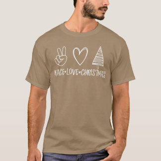 Peace Love Christmas With Heart And Christmasree v T-Shirt