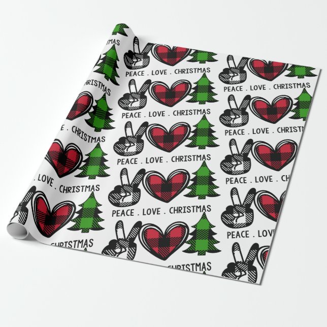 Peace Love Christmas  Wrapping Paper (Unrolled)