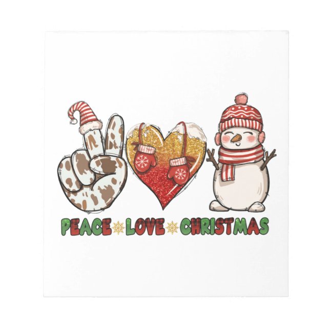 Peace Love Christmas Xmas Notepad (Front)