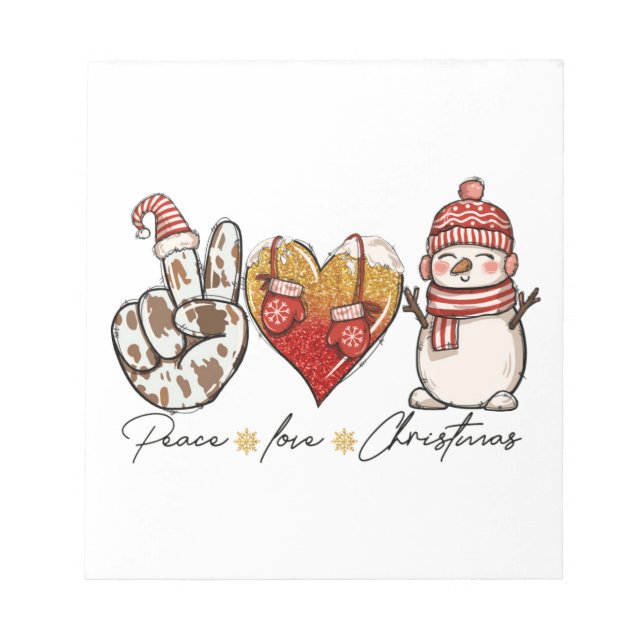 Peace Love Christmas Xmas Notepad (Front)