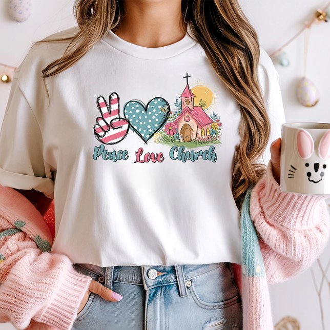 Peace Love Church Retro Christian T-Shirt (Creator Uploaded)