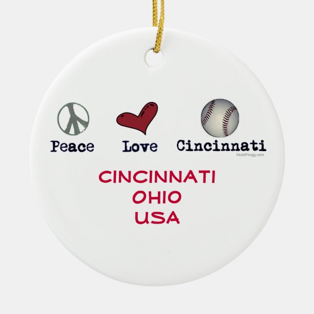 Peace Love Cincinnati USA Christmas Ornament (Front)