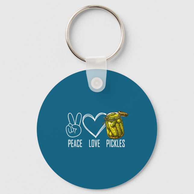 Peace Love Ckles Retro Jar Of Sliced Ckles Funny F Keychain (Front)