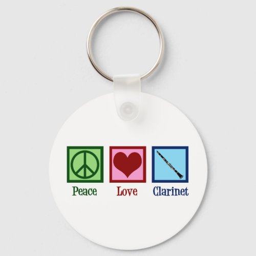 Peace Love Clarinet Keychain