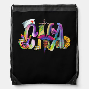 Peace Love CNA Nurse Certified Nursing Assistant L Drawstring Bag