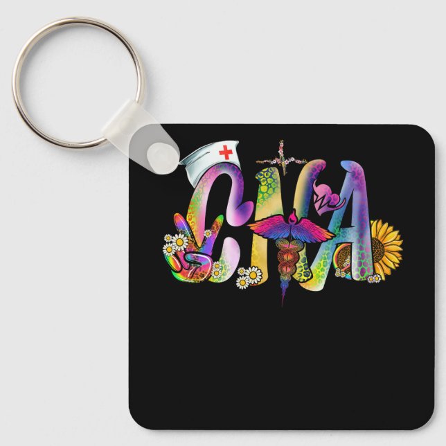 Peace Love CNA Nurse Certified Nursing Assistant L Keychain (Front)