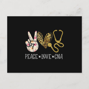 Peace Love CNA Nurse Nurselife Certified Nursing Postcard