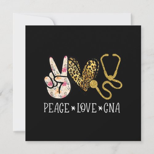 Peace Love CNA Nurse Nurselife Certified Nursing Thank You Card
