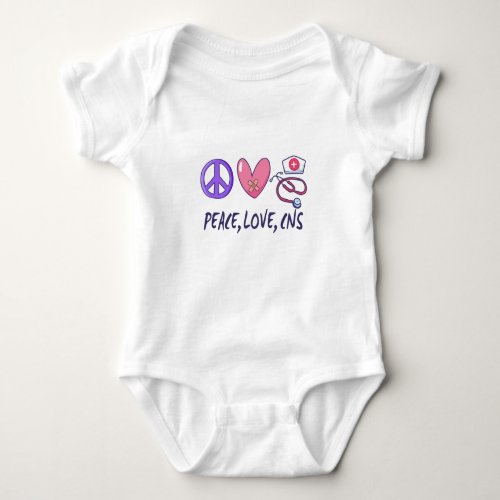 Peace Love CNS Nurse Baby Bodysuit